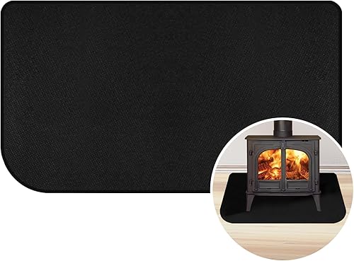 60 cm x 106 cm, tappeto ignifugo per camini e stufe a legna, ignifugo, per proteggere i pavimenti in scintille braci (a forma di D) - Honorern