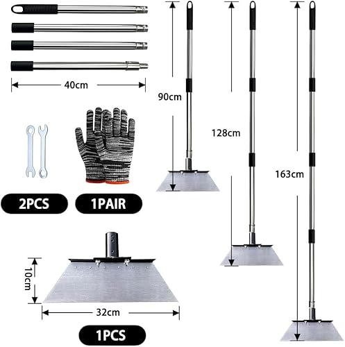 Pala da Giardino Multifunzionale,Pala Per Diserbo con Manico 163 cm, Pala Per La Pulizia Del Giardino, Pala Raschietto da Giardino Piatta,Per Diserbo, Rimozione Ghiaccio, Muschio,Pulizia Agricola - Honorern