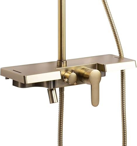 Set Doccia Bravo Brush Gold Sistema Doccia in Ottone per Bagno (Oro spazzolato) - Honorern