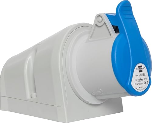 Brennenstuhl Presa Elettrica Industriale a Muro CEE a 3 Poli, Presa Industriale 230V/16A con Coperchio per Uso Esterno, Ideale per Utilizzo all’Aperto, Cantieri, Industria, IP44, 16A - Honorern