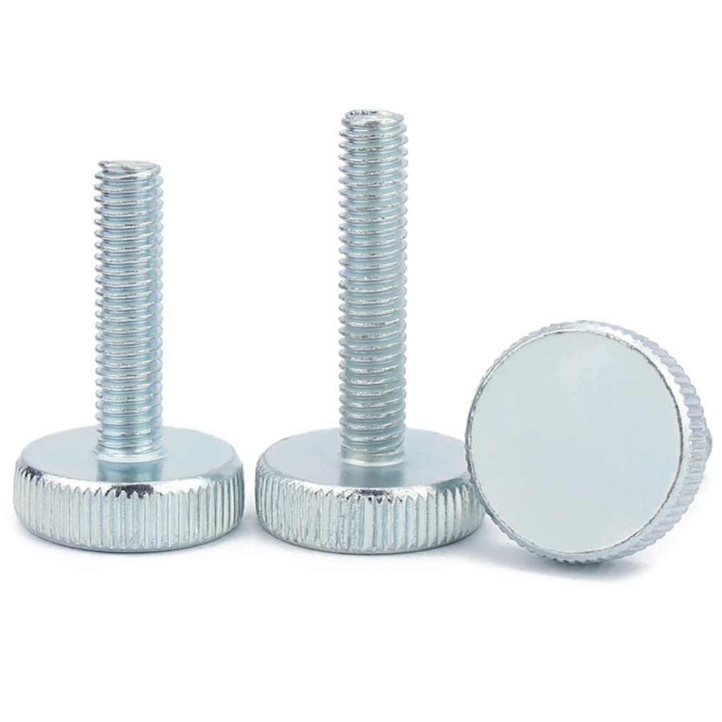 Vite a Testa Zigrinata, Viti a Testa Piatta Zigrinate in Acciaio al Carbonio Zincato Pomello a Testa Zigrinata, M8x35mm, 4 pcs - Honorern