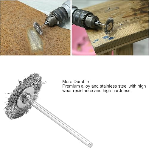 Spazzola per ruote in filo metallico, resistente all'usura, diametro del gambo di 2,35 mm, fili per trapano, spazzole a tazza, metallo ad alta durezza, 10 pezzi per fai da te(Tipo T) - Honorern