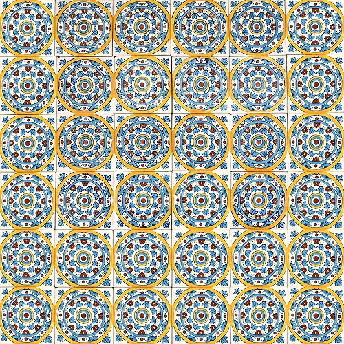 Cerames Piastrelle Mosaico Messicane Rueda – 30 ceramiche mattonelle messicane decorative per bagno, doccia, scale, parete posteriore della cucina | Tessere mosaico ceramica 10,5x10,5 cm - Honorern