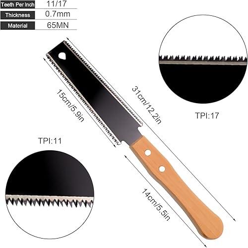 Sega per Legno, Piccola Sega Mano 65 MN, Seghetto Potatura 150 mm Lama per sega, Denti a Doppia Faccia, Rimozione Rapida Trucioli, per Artigianato, Hobby Fai Te, Manico Sega Potatura Giardino - Honorern