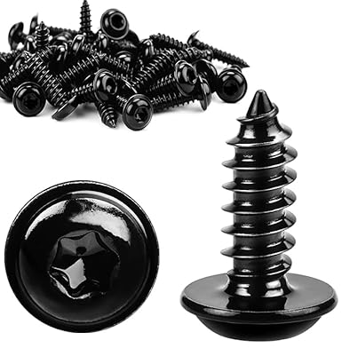 60 viti per legno, colore nero, M5 x 25 mm, viti a testa bombata nere, zincate, a testa piatta, autofilettanti con disco per pannelli acustici 304, in acciaio inox - Honorern