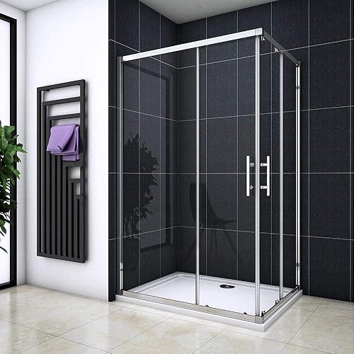 Box Doccia Angolare Porta Scorrevole 100x90x195 cm Vetro Temperato Trasparente 6 mm Anticalcare Profilo Cromo Lucido - Honorern