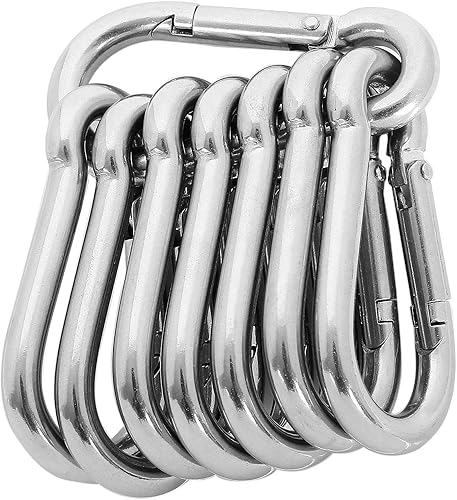 8 moschettoni in acciaio inox, M8 moschettoni di fissaggio per cariche lunghi, moschettone, in acciaio inox, capacità di carico di 220 kg/500 lb, 304, gancio a moschettone, 80 mm x 8 mm - Honorern