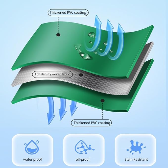 Telone di copertura con occhielli, colore verde, 1,5mx1,5m, impermeabile, 0,4 mm,420g/㎡ in PVC, antistrappo, per camion, piscina, legno, mobili da giardino - Honorern