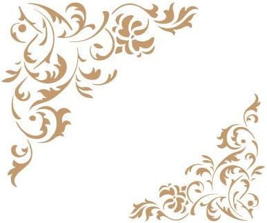Stencil Deco Orlatura 034 Floreale Angolo. Misure: Dimensioni Esterne dello Stencil: 20 x 20 (cm) Misure Design: 11,6 x 10,9 (cm) Misura Figura 1: 8 x 7,5 (cm) - Honorern