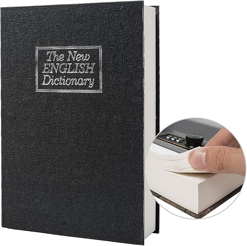 Cassaforte a forma di libro in vera carta, scatola portaoggetti con codice di blocco/chiave, cassaforte a forma di libro sfogliabile (combinazione, Bibbia) - Honorern