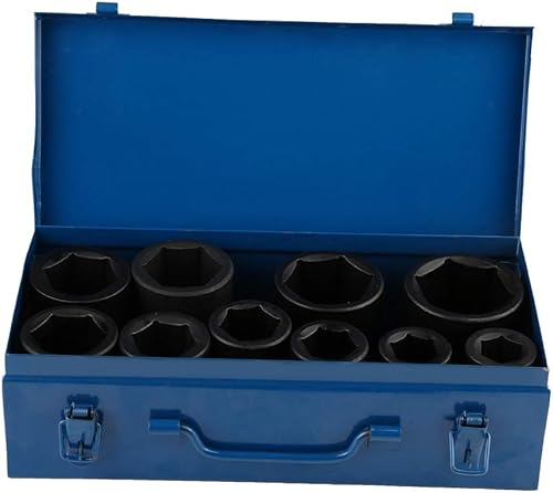 10 pezzi 1 pollice Metric Deep Impact Socket Set in acciaio al cromo vanadio, 22 mm, 24 mm, 27 mm, 30 mm, 32 mm, 36 mm, 38 mm, 41 mm, 46 mm, 50 mm - Honorern