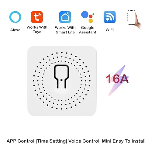 Interruttore Wifi Smart Life, 2.4GHz Interruttore Smart Wifi, Interruttore Intelligente Compatibile con Alexa, Smart Life, Tuya, Interruttore Luce Wifi Con timer, 16A, 3500W Mini Smart Switch - Honorern