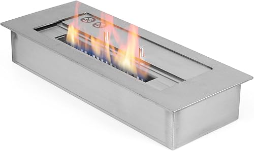 Camera di combustione in acciaio inox, 80 cm, doppia parete, 4,0 litri, inserto per bruciatore a etanolo biologico, bruciatore da incasso, anche per esterni, braciere da giardino - Honorern