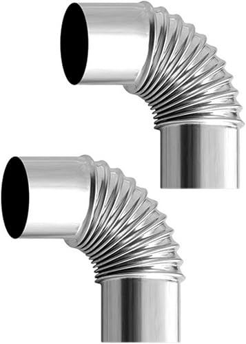Gomito 90° Tubo Ø 60mm, Confezione da 2 Gomiti per Stufa in Acciaio, Tubo di Scarico Resistente al Calore per stufe, Tubo a Gomito in Acciaio Inox - Honorern