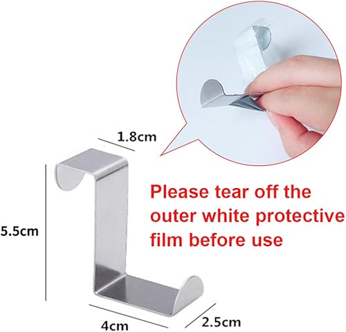 6 ganci multifunzione per porta, gancio a forma di Z, in acciaio inox, per cucina, bagno, cassetto, porta singola, armadio da cucina. - Honorern