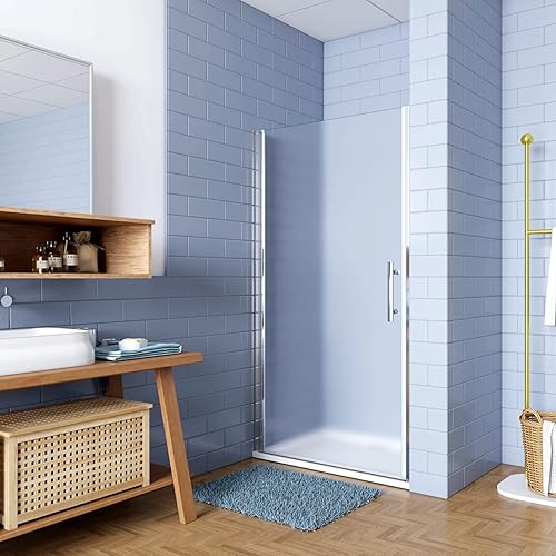 80x195cm Porta Doccia per Nicchia Apertura Battente in Vetro Temperato Satinato Opaco 6 mm Anticalcare Telaio Cromo Lucido (montaggio verso irreversibile) - Honorern