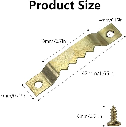 22 ganci per foto con 44 viti, con denti per sega, ganci per cornici in legno, ganci per cornici in legno, ganci dentellati per cornici - Honorern