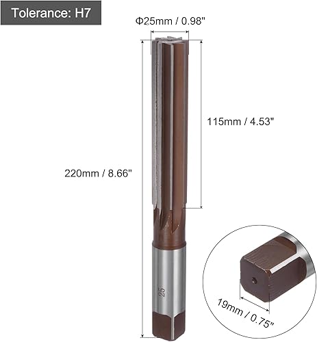Alesatore Manuale 25mm H7 Punta Trapano Alesatore Metrico per Alesatura Fori in Metallo Legno, Flauti Dritti 9SiCr Utensile Taglio in Acciaio Legato - Honorern
