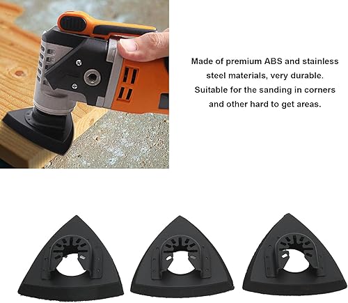 Tampone di levigatura triangolare oscillante da 3 pezzi, tampone per levigatura Delta Multiutensile, tampone per levigatura multiuso oscillante, set di rilascio rapido - Honorern