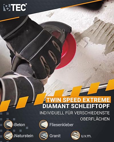 Smerigliatrice a tazza diamantata Twin Speed, diametro 125 mm, foro 22,22 mm, per calcestruzzo, pietra naturale, granito, pavimento in cemento, muratura universale - Honorern