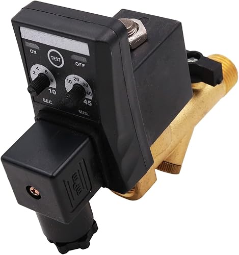 Valvola di Scarico Temporizzato 1/2' Elettrovalvola 220V Normalmente Chiusa per Gestione Condensa Compressore Aria - Honorern