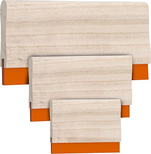 Racla per Serigrafia (Confezione da 3) - Racla in 3 Dimensioni - Racla Gomma con Comodo Manico in Legno - Arti e Mestieri, Stencil, Pellicola Trasparente e Tira Acqua per Vetri - Honorern