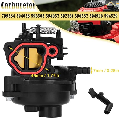 799584 carburatore per Briggs & Stratton TB110 TB200 09P702 103M02 550EX 625EX 675EX 725EXI 163cc 140cc tosaerba motori 594058 596505 594057 592361 596587 594926 594529 Carburatore - Honorern