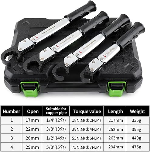 Chiave Dinamometrica A Cricchetto, Chiave A estremità Aperta, Strumento di Riparazione Aria Condizionata, Chiave A Cricchetto Regolabile, per Tubo di Rame da 1/4', 3/8', 1/2'', 5/8' - Honorern