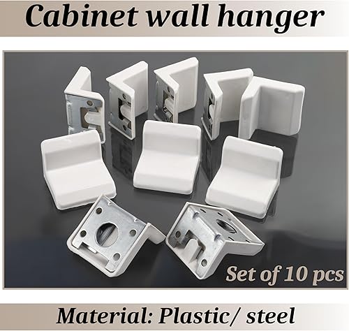 C74776 - Set di 10 staffe di fissaggio per superiore da cucina con copertura in plastica - raccordo per sospensione a parete - in acciaio - colore bianco - Honorern