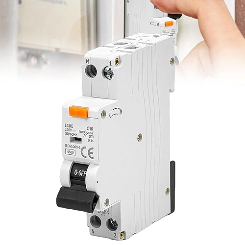 Interruttore FI/LS da 30 mA, interruttore FI, 6 kA 1P+N tipo A C16, interruttore a corrente residua con corrente nominale RCBO, 16 A, 230 V, montaggio su guida DIN, curva C - Honorern