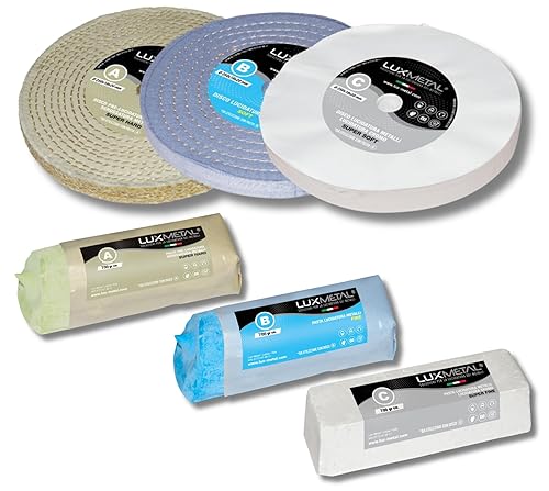 Kit 3 Disco Lucidante 250 mm e 3 Pasta Abrasiva Lucidante 700 gr - Per Alluminio, Ferro, Acciaio Inox, Bronzo, Marmo - Ruota Lucidatura Metalli Mola Smerigliatrice Feltro - Honorern