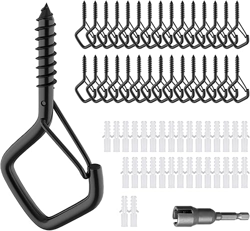 30Pezzi Ganci a Vite, Ganci Da Soffitto,Occhielli a Vite,Ganci per luci di natale esterno,Gancio Lampadario,Ganci a Vite Senza Fine,Gancio Muro,Viti Con Occhielli a Vite - Honorern