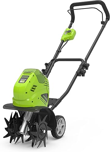 Greenworks Motozappa a batteria G40TL, Li-Ion 40V con 4 lame appositamente temprate profondità di lavoro 20 cm & Caricabatteria rapido G40C - Honorern