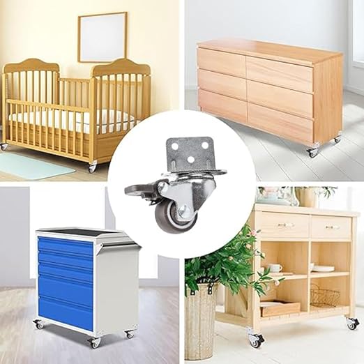 4 ruote girevoli per mobili, con freno, ruote in gomma silenziose, piastra di montaggio a L, adatta per mobili, supporto per fiori, presepi, scaffali, utensili fai da te (forma a L) - Honorern