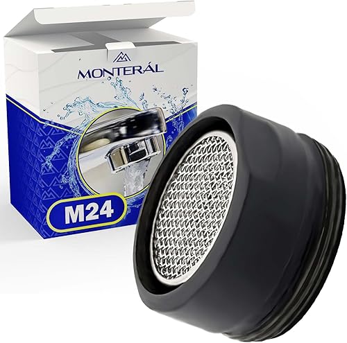 Rompigetto Rubinetto Cucina Raccordo Filettato M24 Realizzata in Ottone Verniciato di Nero - Garanzia di 10 Anni - MONTERAL - Honorern