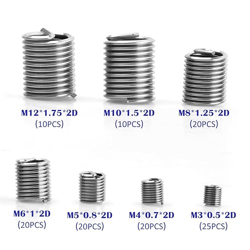 125 Pezzi Acciaio Inossidabile Filo Filettatura Inserti Viti Helicoil, M3 M4 M5 M6 M8 M10 M12 Assortimento Inserti Filettati Guaina, Riparazione di Inserti Fili d'Acciaio Inox 304 - Honorern