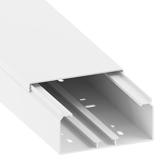 Habengut | Canalina per cavi (con foro di montaggio) 60 x 130 mm in PVC, colore: bianco, lunghezza 1 m - Honorern