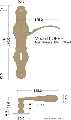 Gedotec Design maniglia a conchiglia per porta scorrevole ovale maniglia scorrevole incassata bronzo brunito – FI10005 | 125 x 40 mm | Maniglia per mobili anticata da inserire | 1 pezzo - Honorern