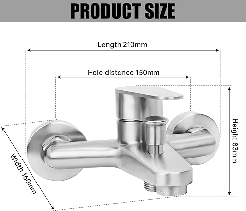 Rubinetto Vasca da Bagno Miscelatore Vasca da Bagno Miscelatore Doccia Esterno per Vasca Miscelatore Monocomando per Doccia con 2 Bocc Rubinetto Doccia Rubinetti Bagno Per Bagno - Honorern