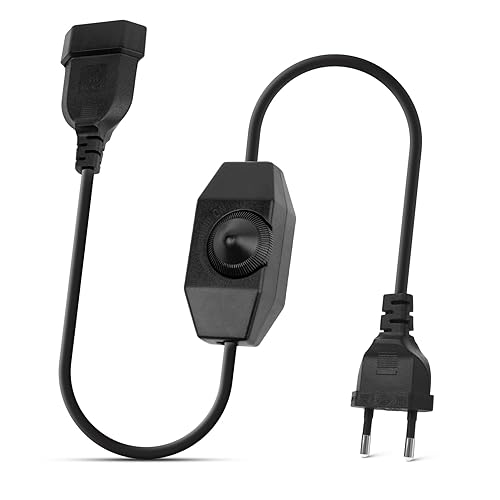 Regolatore Dimmer 2M LED Interruttore Dimmerabile All'infinito 220-240V, 100W Max Interruttori Dimmer per Lampade a LED Rotativo Con Cavo e Spina, per Lampadina Dimmerabile (Nero) - Honorern