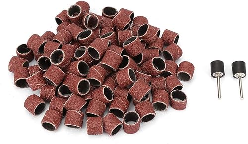 Anelli di Carta Vetrata, 100 Pezzi di Carta Abrasiva a Grana 80, 12 Mm di Carta Vetrata per Anelli di Carta Abrasiva + 2 Aste, Tela Smerigliata, Manicotti Abrasivi - Honorern