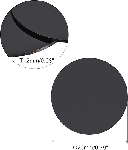 sourcing map Basi rotonde in miniatura da 20 mm, base circolare spessa 2 mm, confezione da 20 pezzi, colore nero - Honorern