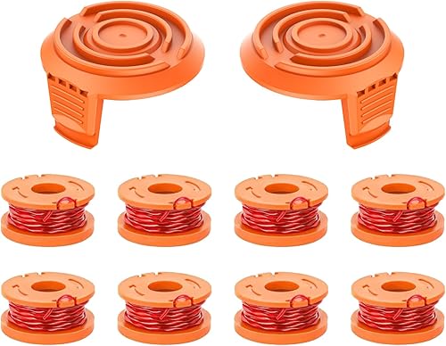 filo tagliabordi bobine，adatto per Worx tagliabordi，con copertura per rifinitore，WA0010 Rocchetti di ricambio di filo per decespugliatore (8 bobine filo di ricambio + 2 coperture bobine) - Honorern