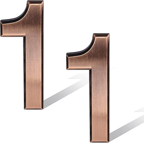 2 Pezzi 7cm Numeri per Cassette Postali in Bronzo, Adesivi per Numeri di Indirizzo, Cartelli per Numeri di Porte per Auto Appartamenti Hotel (Numero 1) - Honorern