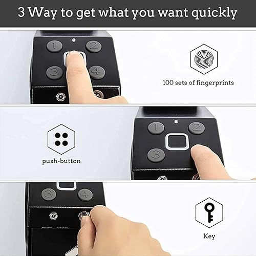 Armadietto per pistola, cassaforte per pistola per impronte digitali, armadietto per pistola per pistola sicuro con serratura a combinazione e chiave di scorta, per soldi/pistola/contanti/gioielli - Honorern