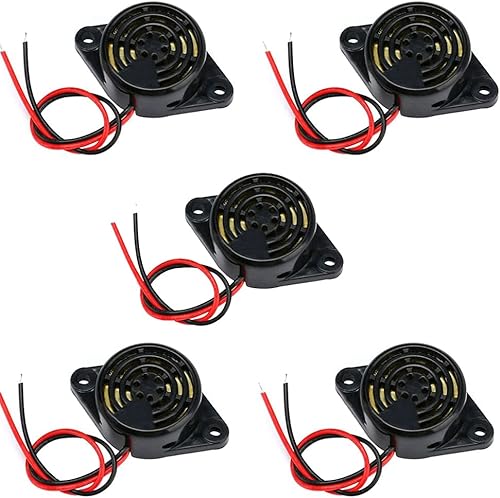 5PCS SFM-27 DC 3-24V Sirena di Allarme Elettronica Piezo Attivo Buzzer, 95dB Alto Decibel Continuo Beep Speaker per Arduino - Honorern