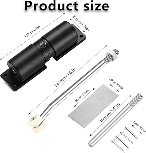 Molla Chiudiporta Automatico, Chiudiporta a Molla Regolabile con 4 viti e Leva di Regolazione, Molla per Porta da 40kg Chiudi Porta per casa e ufficio - Honorern