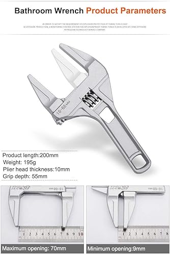 16 – 68 mm chiave regolabile grande apertura bagno chiave chiave dado strumento manuale uso principalmente in bagno, industria, elettrodomestici, mobili - Honorern