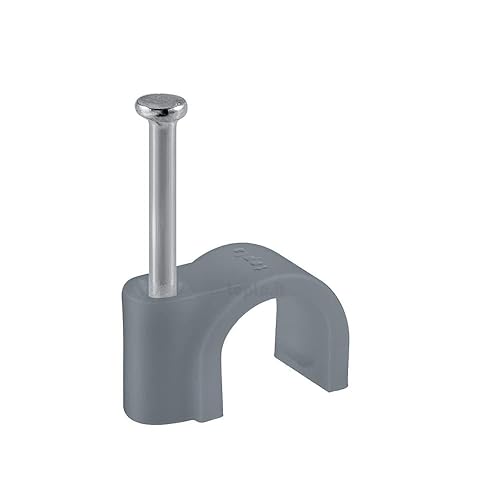 Graffette fissacavo, Fermacavi muro con chiodo, Clip per cavi. Colore Grigio. ø5-6, 7-8, 16. Conf. 100 pezzi (ø7-8) - Honorern