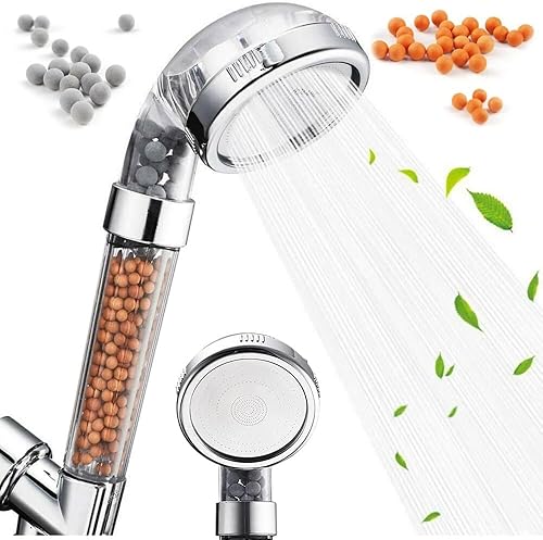 Set Soffione Doccia Alta Pressione, Filtro Pietra Minerale Tormalina Ionizzazione, Universale, Risparmio Idrico, Cromato Funzione Ioni, Riduce Calcare Pelle Sana - Honorern